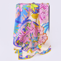 Women Soft Pure Silk Scarf Autumn Travel Warm Shawl Colorful Square Towel