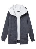 Women Solid Hooded Thick Coat