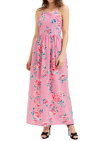 Women Spaghetti Strap High Waist Floral Printed Bohemian Maxi Dresses