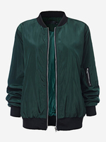 Women Stand Collar Zipper Pocket Long Sleeve Sport Jacket