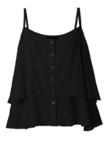 Women Strap Flouncing Button Pure Color Chiffon Tank Tops