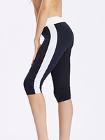 Women Stretched Side Pocket Cropped Trousers Sports Fitness Yoga Pants