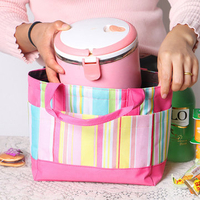 Women Stripe Lunch Bag Outdoor Leisure Picnic Bag Handbag Mummy Bag