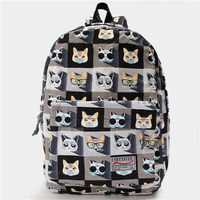 Women Students Lovely Cute Cat Print Cartoon Canvas Casual Backpack School Bags