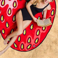 Women Summer Cartoon Fruit Strawberry Beach Towel Casual Travel Sunscreen Shawl Scarf