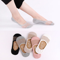 Women Summer Mesh Transparent Invisible Antiskid Boat Sock Breathable Shallow Low Cut Socks