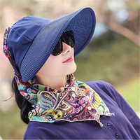 Women Summer Outdoor Sun Protective Gardening Hat Anti-UV Wide Brim Visor Sun Cap