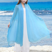 Women Summer Oversized Solid Colors Sunscreen Chiffon Scarves Shawls Beach Towel