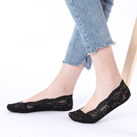 Women Summer Sweet Breathable Lace Antiskid Silicone Invisible Boat Socks Incense Shallow Socks