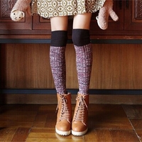 Women Thicken Wool Cotton Over Knee Long Socks Japanese Style Retro Warm Thigh High Stockings