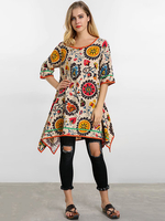 Women Totem Printing Irregular Dress