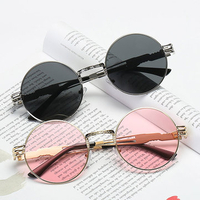 Women Vintage Round UV400 Protection Sunglasses Causal Steam Punk Round Eyeglasses