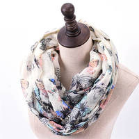 Women Voile Print Scarf Casual Warm Windproof Neck Scarf