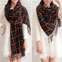 Women Winter Warm Gift Neck Tassel Tartan Scarf Wraps Shawl Long Scarves