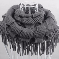 Women Winter Warm Knit Fringe Tassel Neck Wrap Circle Snood Scarf Shawl