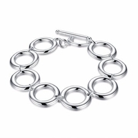 YUEYIN Circle Bracelet Silver Plated Hollow Circle Women Bracelet