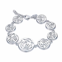 YUEYIN® Hollow Rose Bracelet for Women Sweet Elegant Silver Plated