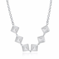 YUEYIN® Jewelry Set Silver Plated Earrings Necklace Hollow Square Kit
