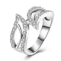 YUEYIN Luxury Ring Leaves Zircon Ring for Women Gift