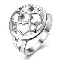 YUEYIN Simple Ring Hollow Flower Silver Plated Ring