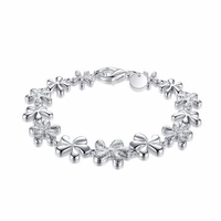 YUEYIN Sweet Bracelet Flower Silver Plated Matte Surface Bracelet