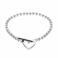YUEYIN Sweet Bracelet Hollow Heart Silver Plated Beads Women Bracelet
