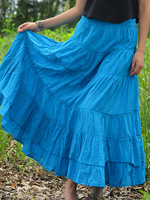 ZHI Vintage Women Pure Color Elastic Waist Loose Skirts