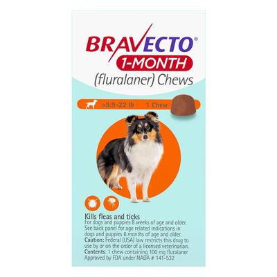 Bravecto 1-Month Chew For
Small Dogs 9.9 To 22lbs
(Orange) 1 Chew
