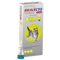 Bravecto Plus For Small Cats 112 Mg (2.6 To 6.2 Lbs) Green 2 Doses