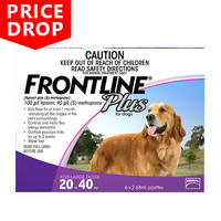 Frontline Plus For Large Dogs 20 To 40kg (Purple) 3 Pipettes