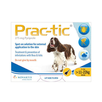 Prac-Tic Spot-On For Medium Dog (11 - 22 Kg) (Yellow) 12 Pipettes
