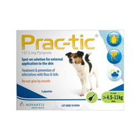 Prac-Tic Spot-On For Small Dog (4.5 - 11 Kg) (Green) 6 Pipettes
