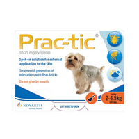 Prac-Tic Spot-On For Very Small Dog (2 - 4.5 Kg) (Orange) 6 Pipettes