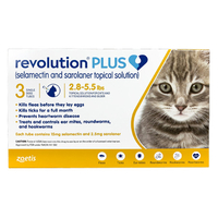Revolution Plus For Kittens And Small Cats 2.8-5.5lbs (Yellow) 6 Pack