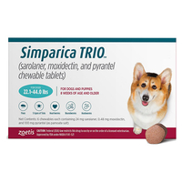 Simparica Trio For Dogs 22.1-44 Lbs (Teal) 6 Chews