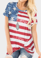 American Flag Striped Blouse without Necklace - Stripe