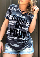 Camouflage Printed Raised On Willie Guitar T-Shirt Tee - Camouflage
