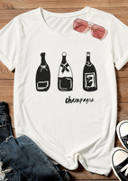 Champagne O-Neck T-Shirt Tee without Necklace - White