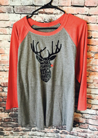 Christmas Reindeer Merry And Bright Baseball T-Shirt