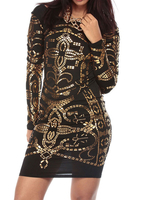 Floral Backless Long Sleeve Sexy Bodycon Mini Dress