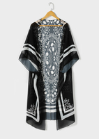 Floral Printed Batwing Sleeve Cardigan without Necklace