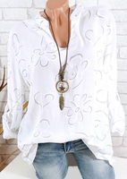 Floral Printed V-Neck Blouse without Necklace - White