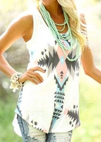 Geometric Printed Asymmetric Tank without Necklace