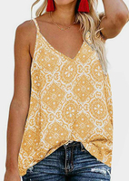 Geometric Printed Camisole without Necklace - Yellow