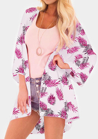 Leaf Three Quarter Sleeve Cardigan without Necklace