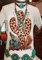 Leopard Printed Cactus T-Shirt Tee without Necklace