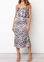 Leopard Printed Layered Casual Dress without Necklace