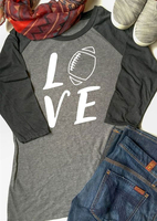 Love Football Three Quarter Sleeve Baseball T-Shirt