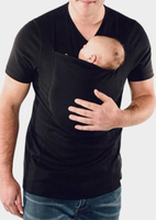 Men Solid Multifunction Baby Carrier T-Shirt Tee - Black