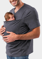 Men Solid Multifunction Baby Carrier T-Shirt Tee - Gray